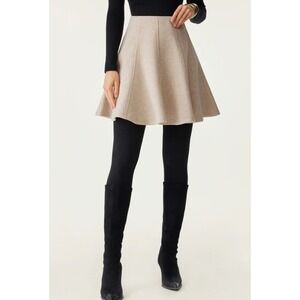 NWT OGL Womens High Waisted Flare Hem Mini Skirt Medium Cashsoft Heather Oatmeal